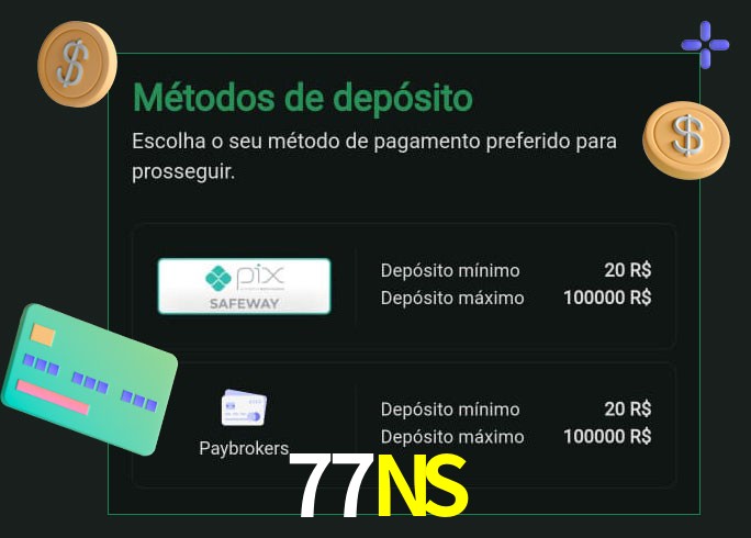 O cassino 77NS oferece uma grande variedade de métodos de pagamento